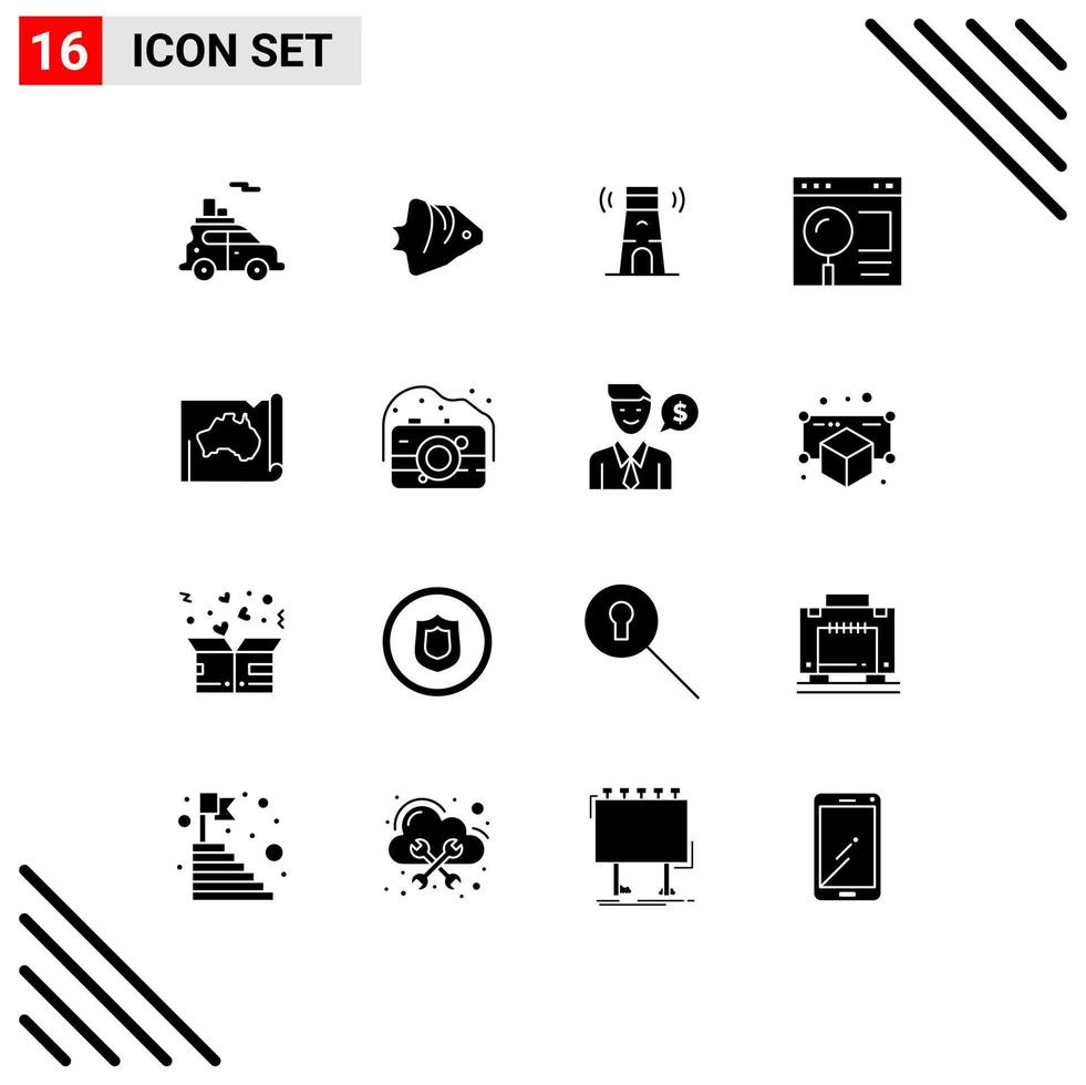 uppsättning av 16 modern ui ikoner symboler tecken för webb sida baner gränssnitt torn redigerbar vektor design element