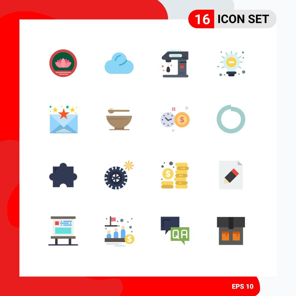 16 thematische Vektor-Flachfarben und editierbare Symbole der Kommunikation E-Mail-Backbirne Web-editierbares Paket kreativer Vektordesign-Elemente vektor