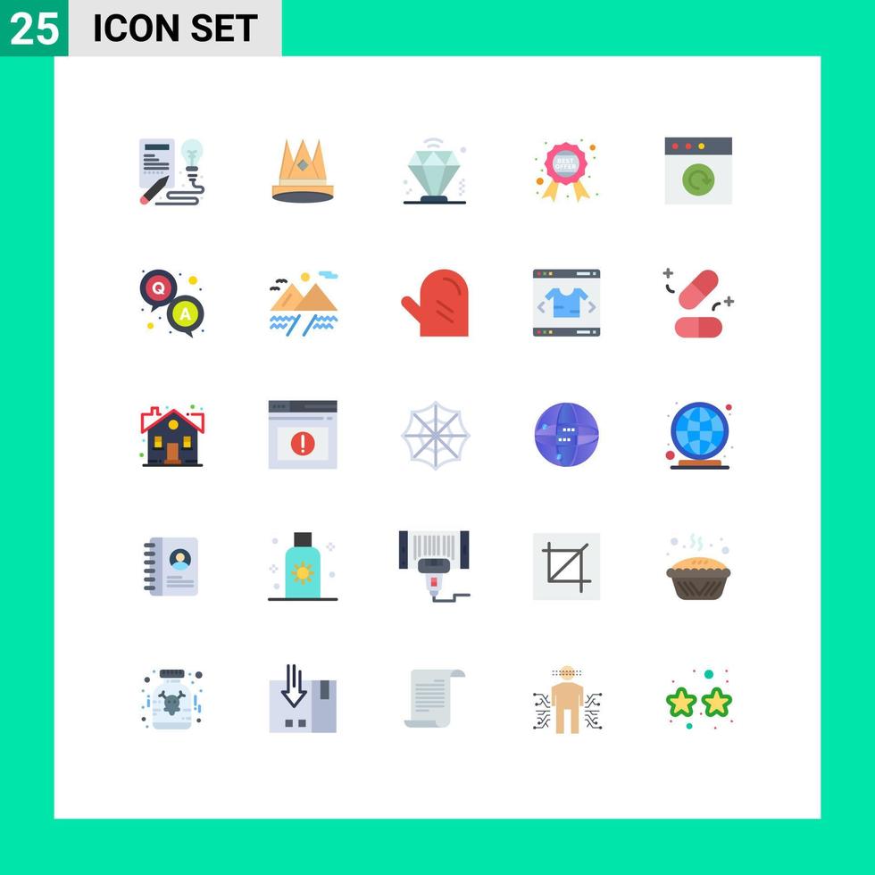 platt Färg packa av 25 universell symboler av erbjudande garanterat märka placera bricka medlemskap redigerbar vektor design element