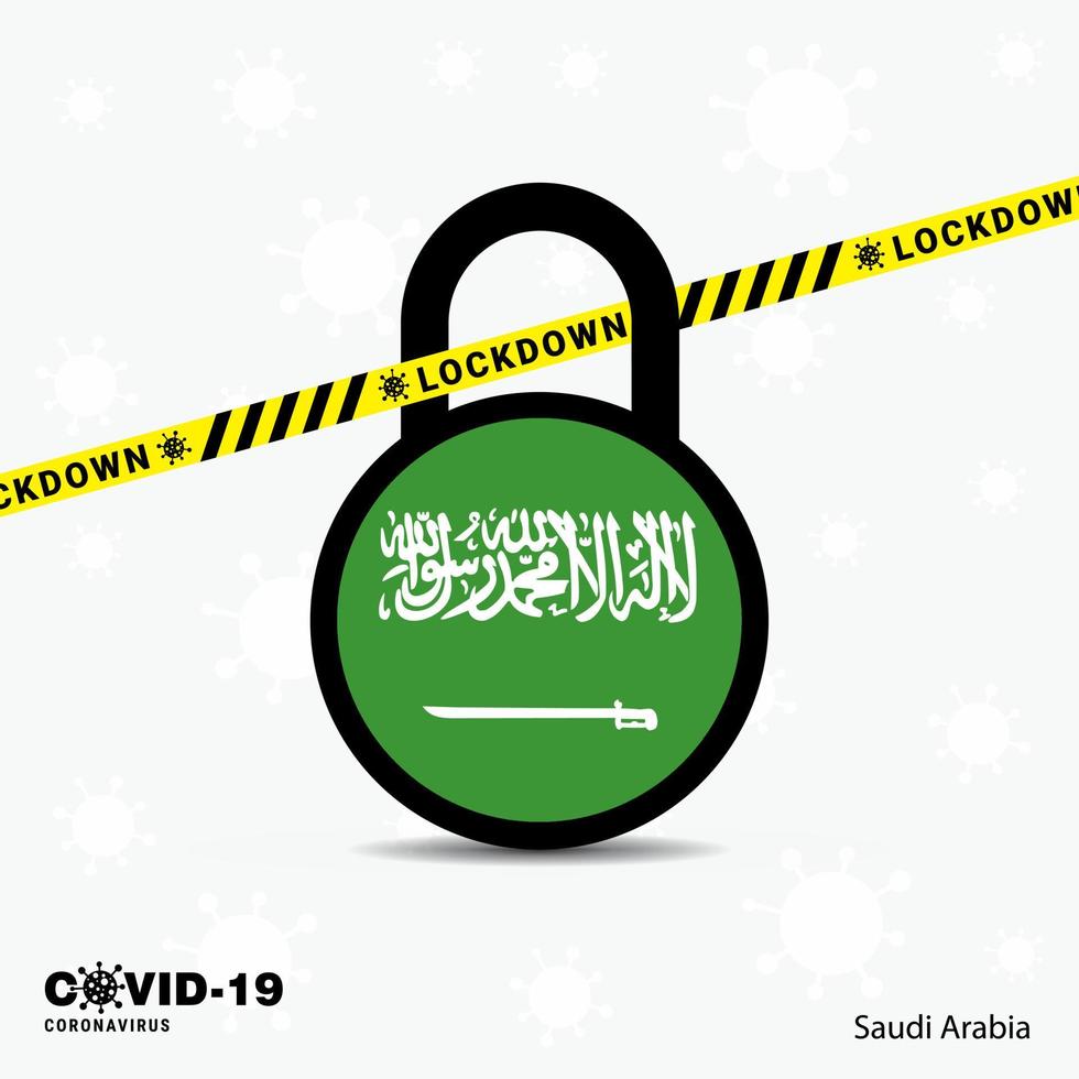 saudi arabien lock down lock coronavirus pandemie bewusstseinsvorlage covid19 lock down design vektor