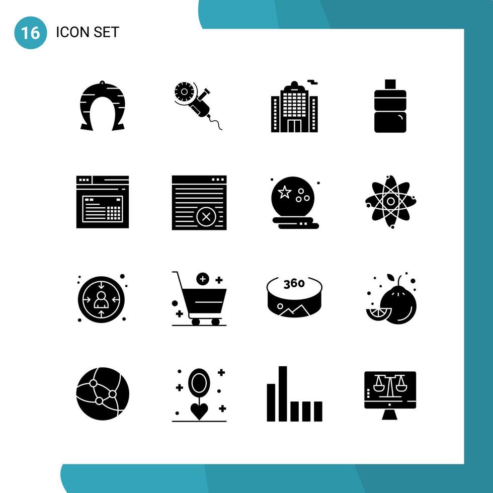 Vektorpaket mit 16 Glyphensymbolen Solid Style Icon auf weißem Hintergrund für Web und Handy vektor