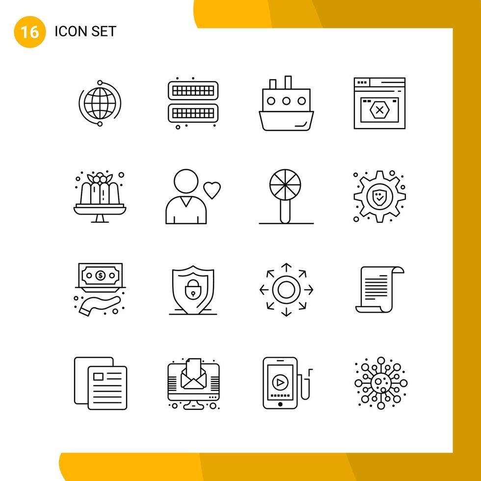 16 Icon-Set-Line-Style-Icon-Pack-Gliederungssymbole isoliert auf weißem Hintergrund für responsives Website-Design vektor