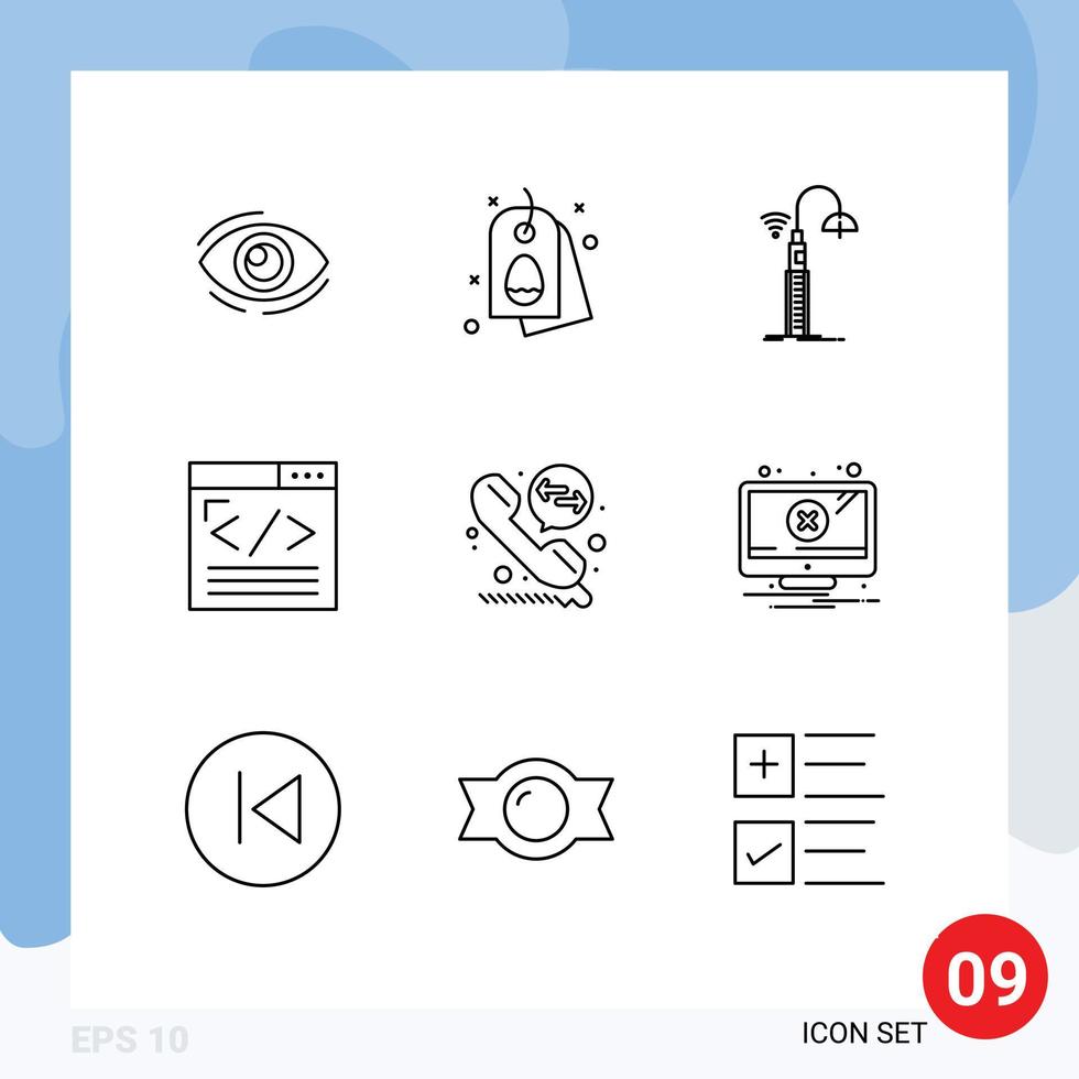 9 universell översikt tecken symboler av kodning teknologi ägg smart gata redigerbar vektor design element