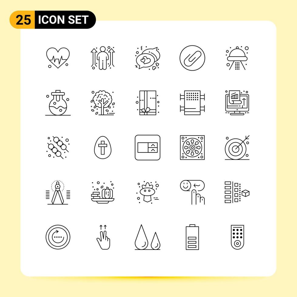 uppsättning av 25 modern ui ikoner symboler tecken för kemisk Plats kärlek fartyg klämma redigerbar vektor design element