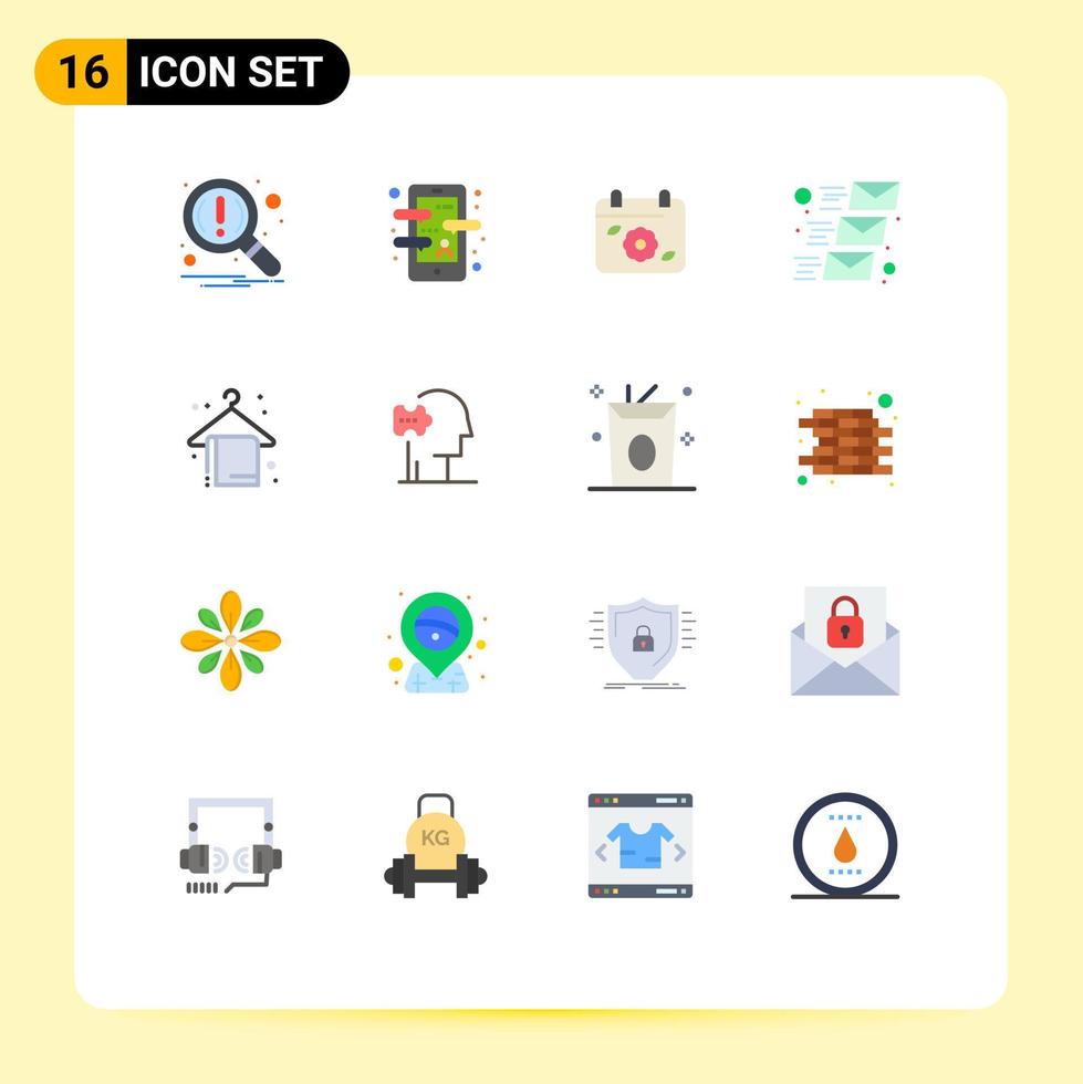 16 flaches Farbkonzept für mobile Websites und Apps Beach Mailing Language App Mail Spring editierbares Paket kreativer Vektordesign-Elemente vektor