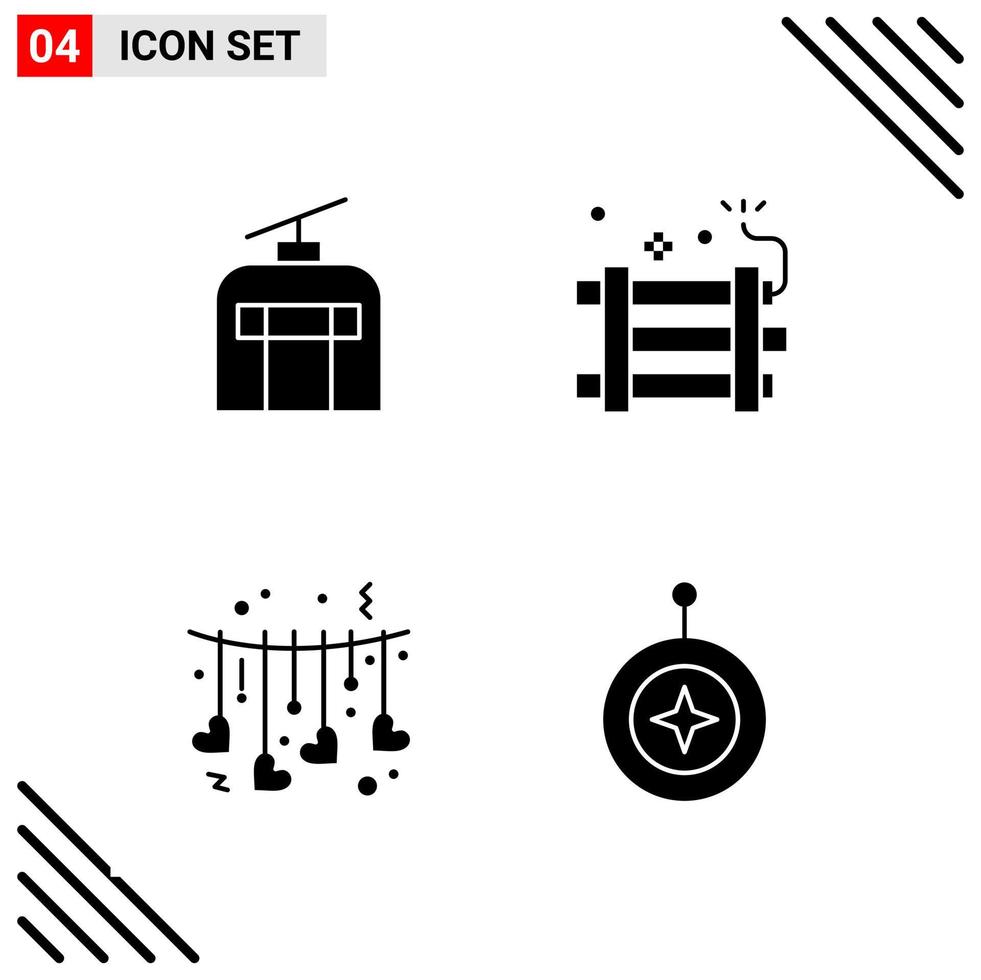 Pixel perfektes Set aus 4 soliden Symbolen Glyphen-Icon-Set für die Gestaltung von Websites und die Schnittstelle für mobile Anwendungen vektor