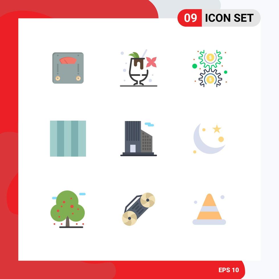 mobil gränssnitt platt Färg uppsättning av 9 piktogram av islam verklig egendom redskap kontor layout redigerbar vektor design element