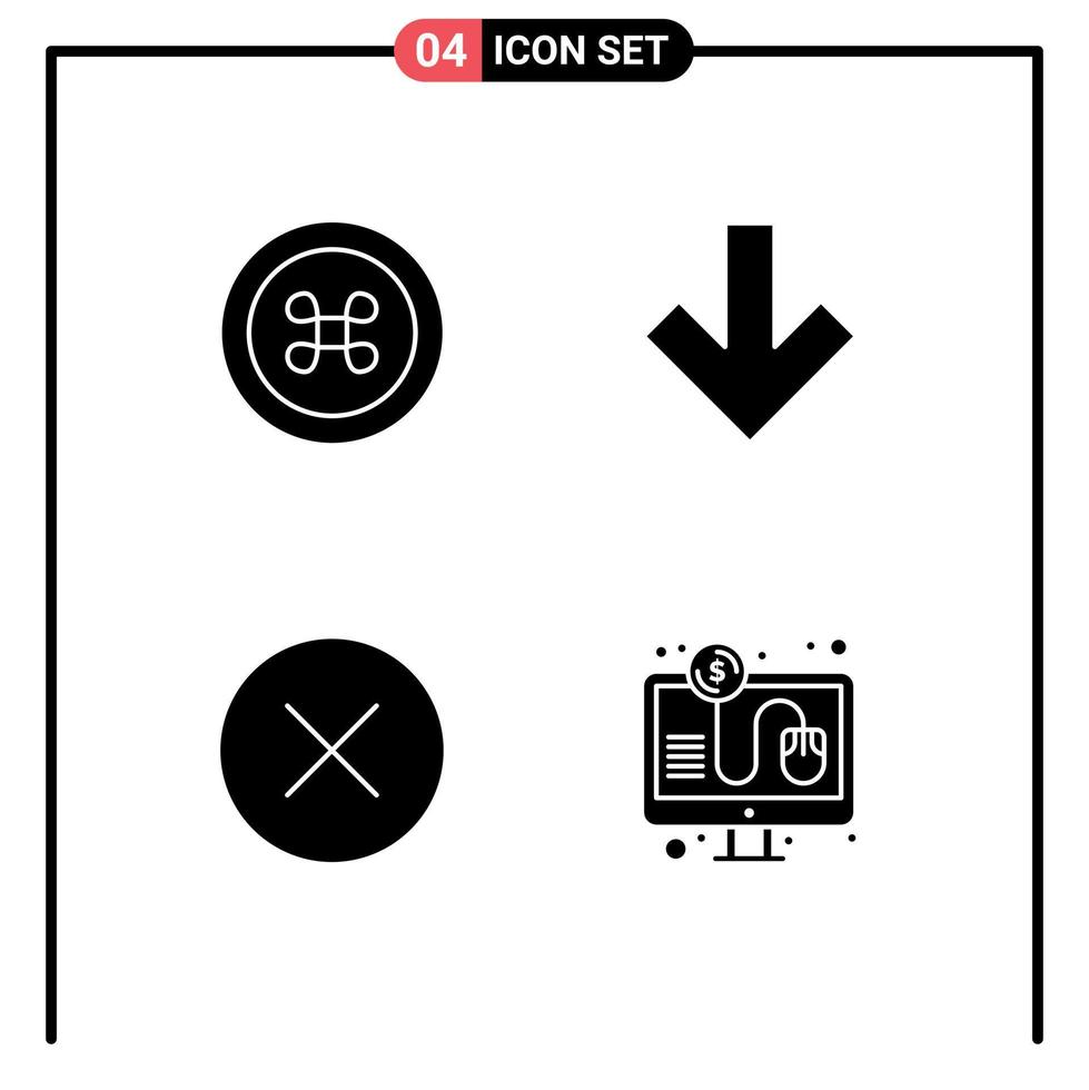 stock vektor ikon packa av 4 linje tecken och symboler för mat klick pil cirkel per redigerbar vektor design element