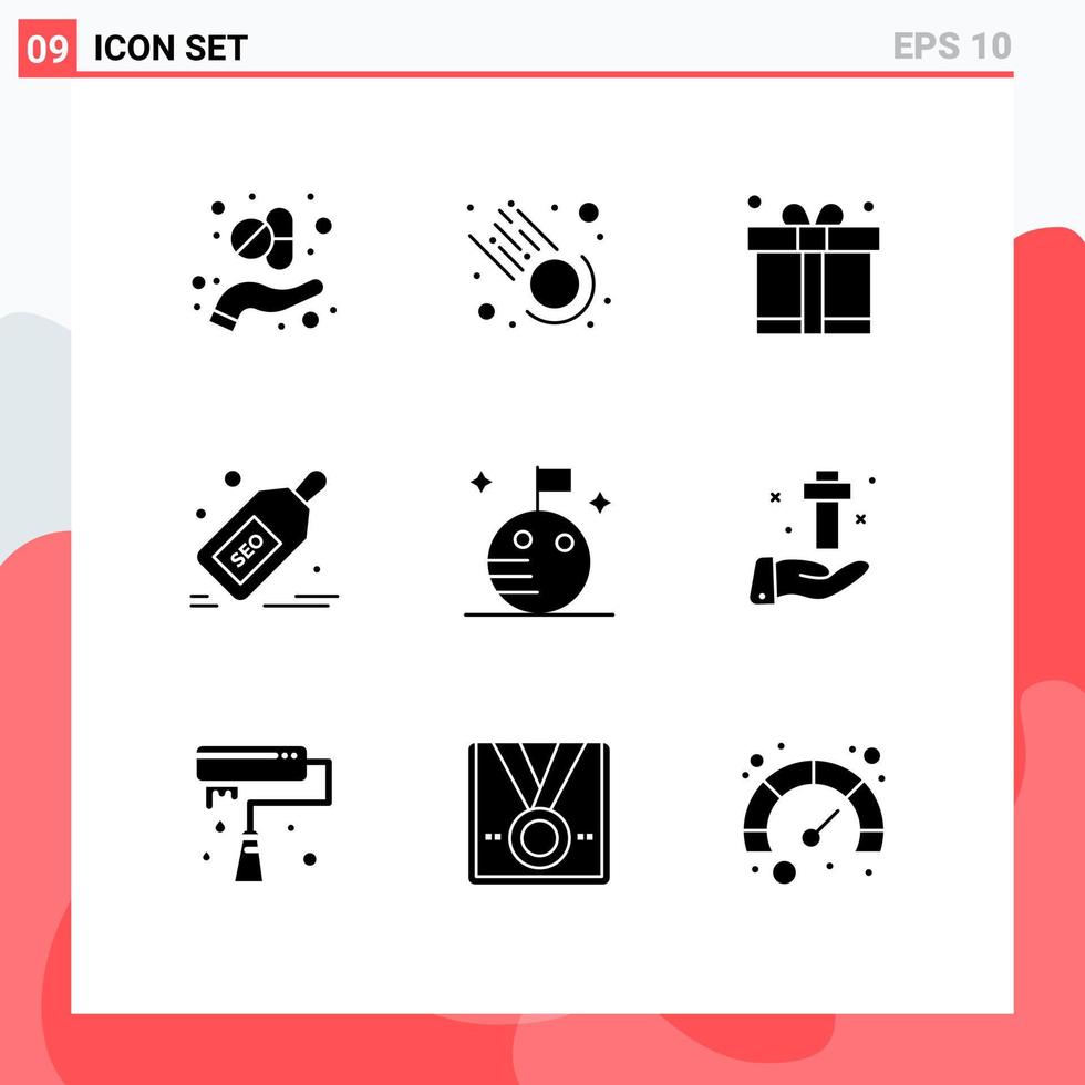 uppsättning av 9 modern ui ikoner symboler tecken för måne erbjudande pappa rabatt paket redigerbar vektor design element