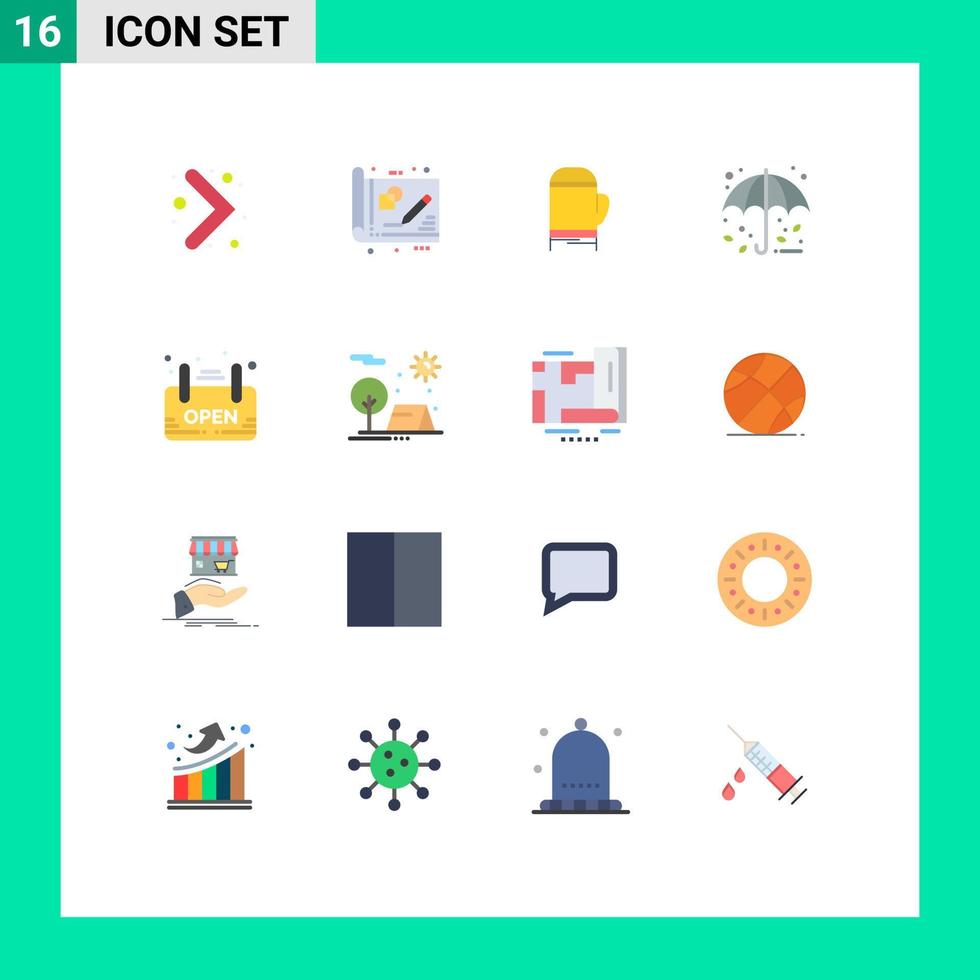 16 användare gränssnitt platt Färg packa av modern tecken och symboler av affär paraply handske regn höst redigerbar packa av kreativ vektor design element