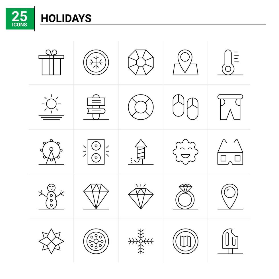 25 Feiertage Icon Set Vektor Hintergrund