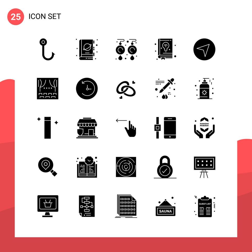 packa av 25 universell glyf ikoner för skriva ut media på vit bakgrund vektor