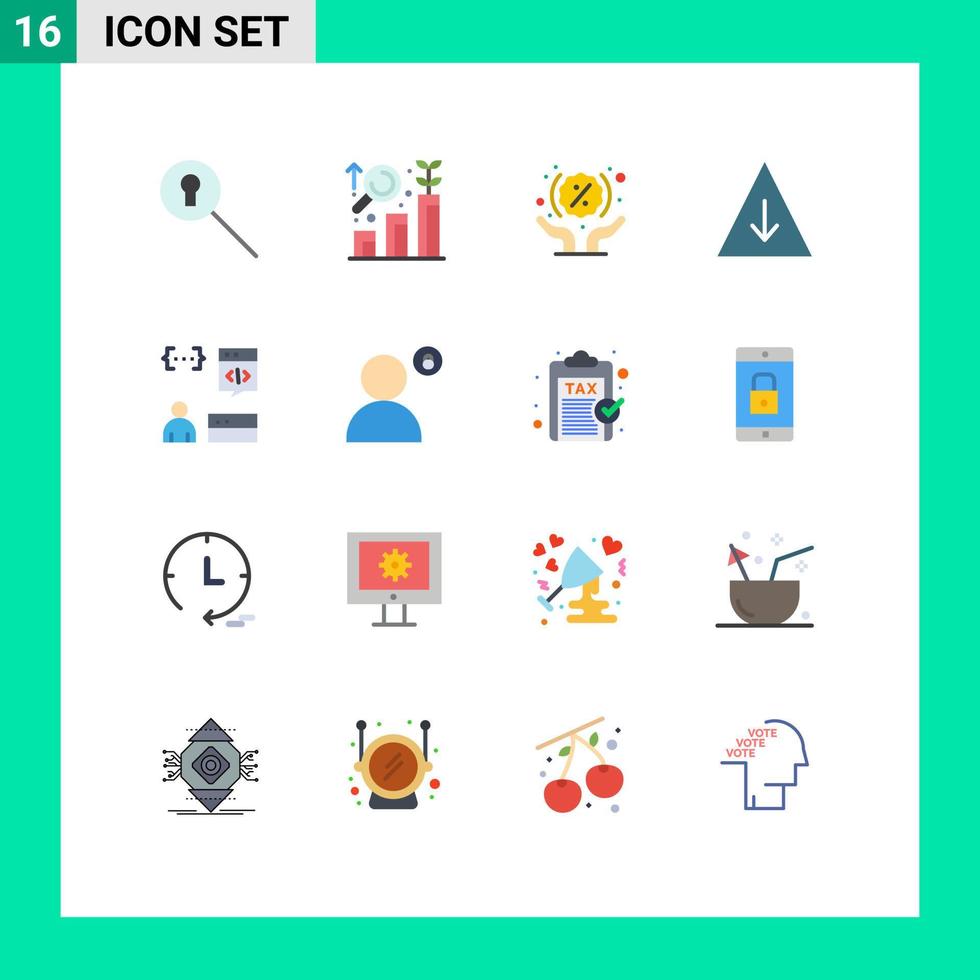16 tematiska vektor platt färger och redigerbar symboler av utveckling kodning händer app falla redigerbar packa av kreativ vektor design element