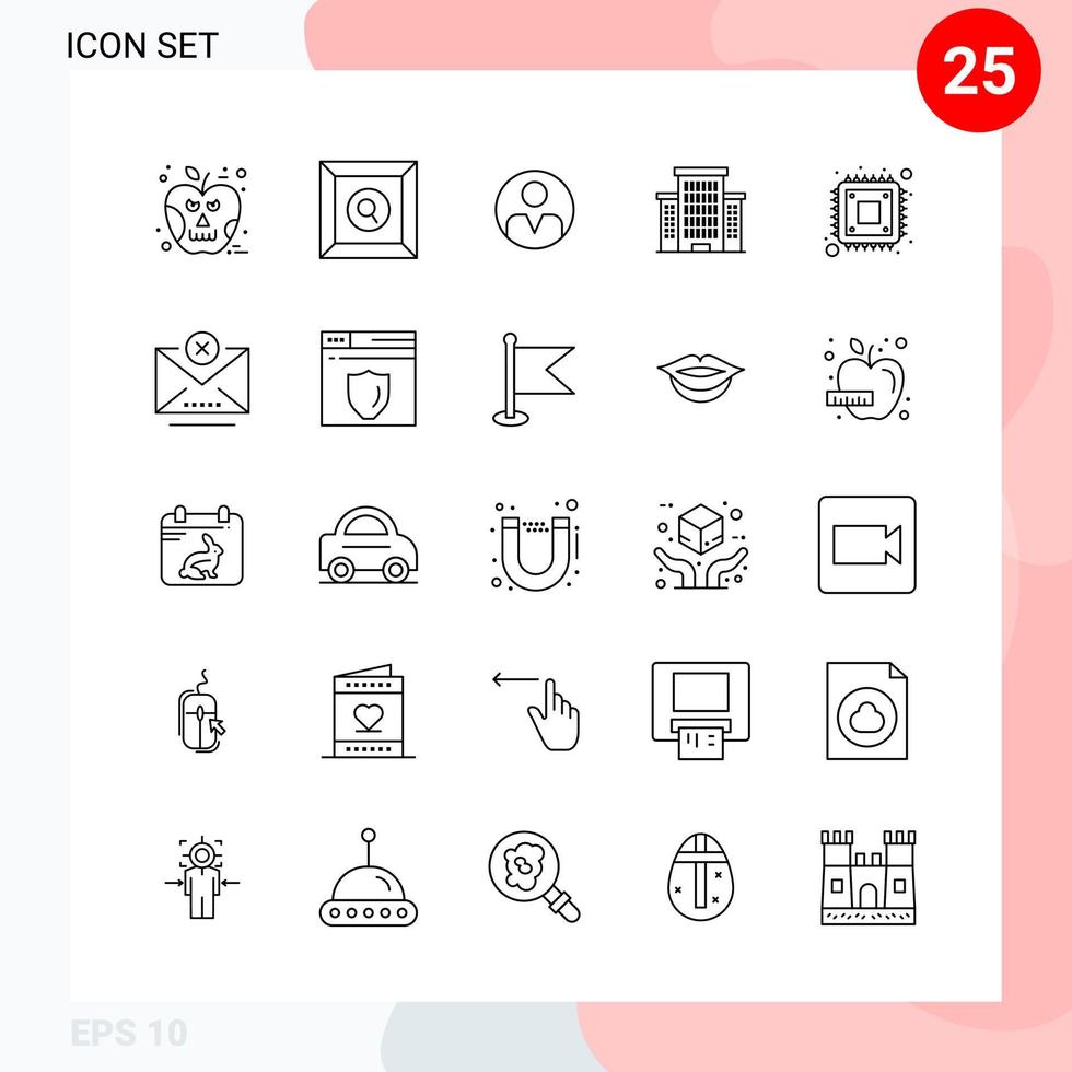 vektor packa av 25 ikoner i linje stil kreativ översikt packa isolerat på vit bakgrund för webb och mobil