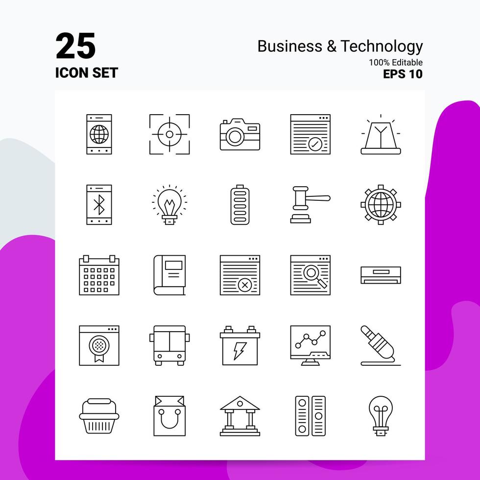 25 Business-Technologie-Icon-Set 100 bearbeitbare Eps 10-Dateien Business-Logo-Konzept-Ideen-Line-Icon-Design vektor