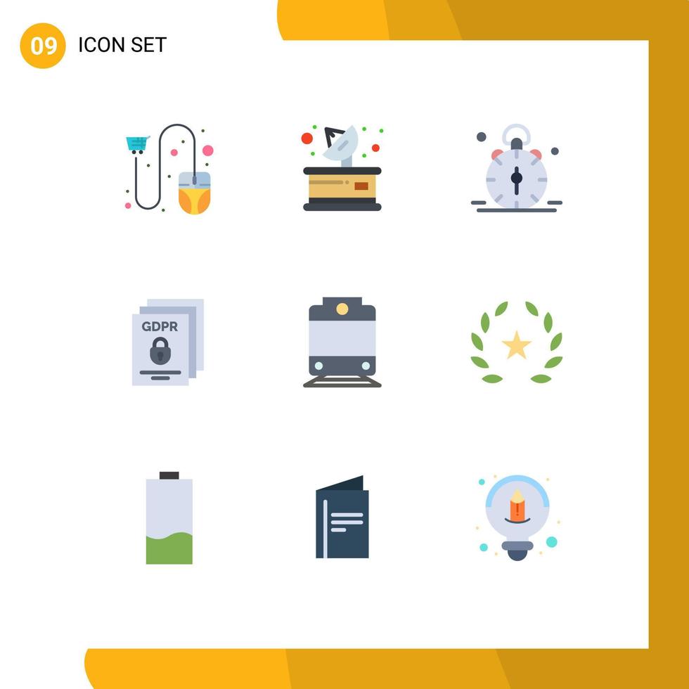 uppsättning av 9 modern ui ikoner symboler tecken för skydda BRP mottagare data klocka redigerbar vektor design element