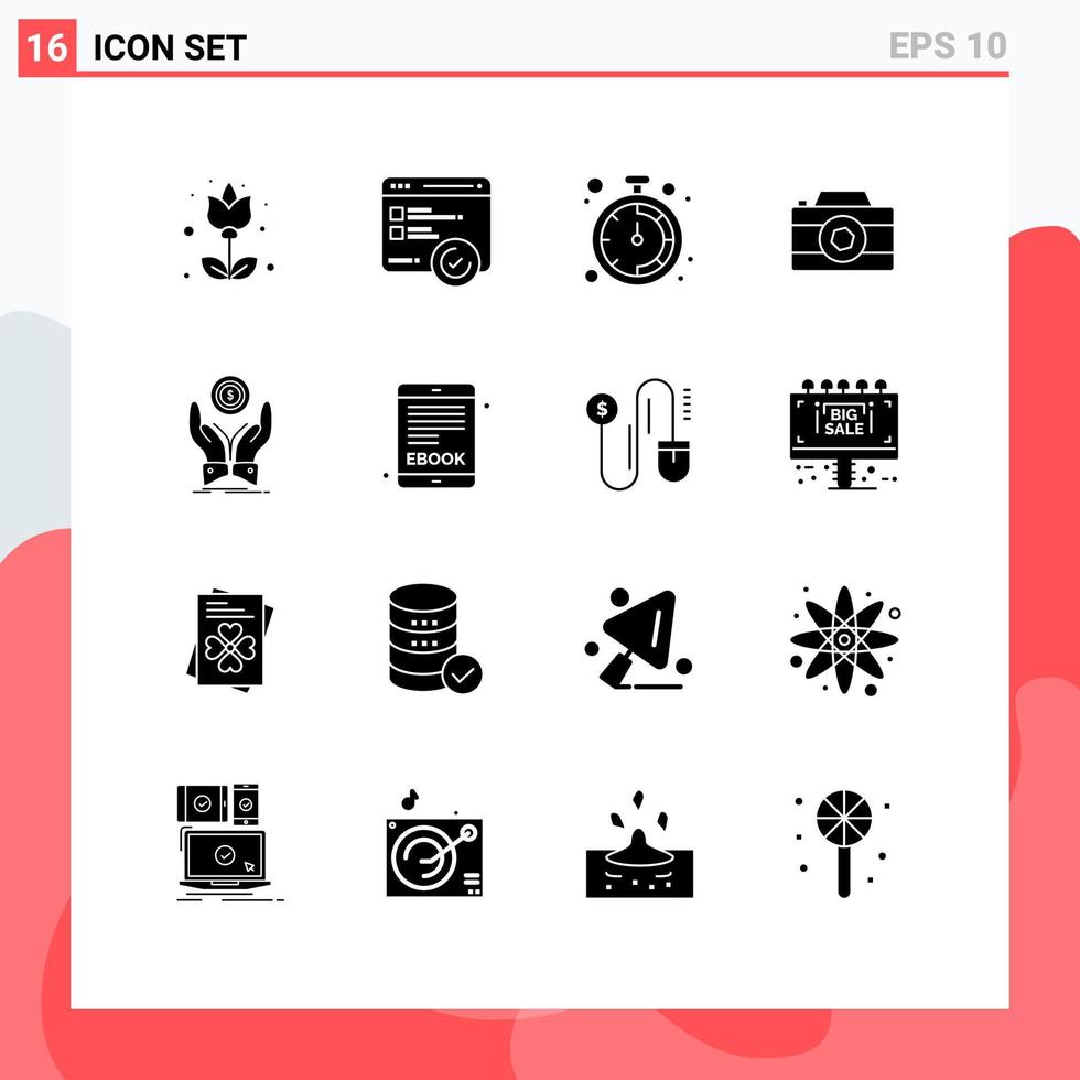 uppsättning av 16 modern ui ikoner symboler tecken för stack mynt företag Foto bild redigerbar vektor design element