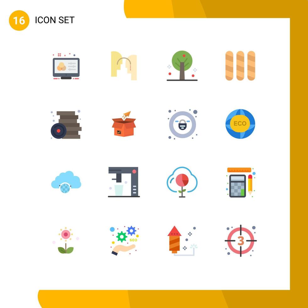16 platt Färg begrepp för webbplatser mobil och appar fest tegel överföra limpa bröd redigerbar packa av kreativ vektor design element
