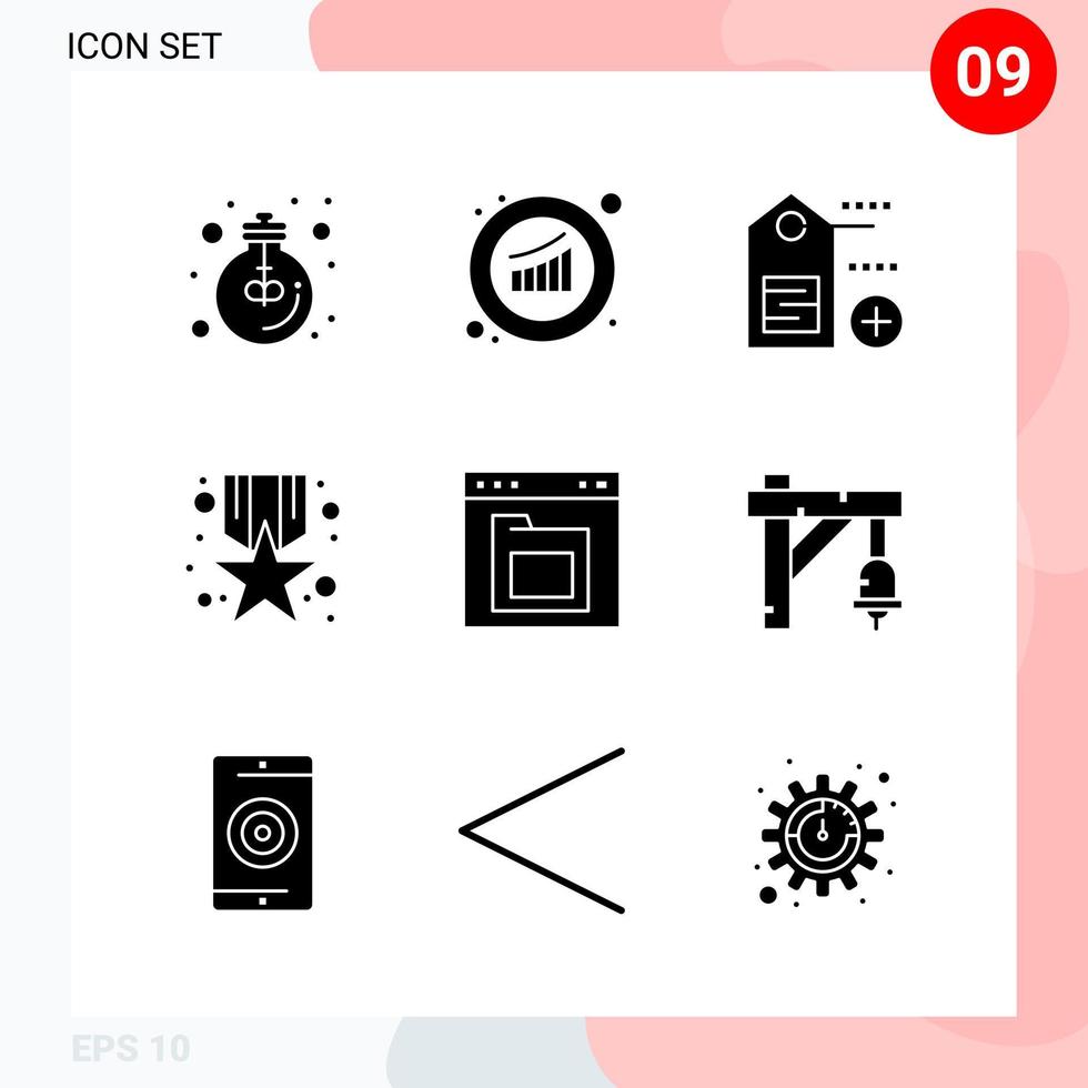 Vektorpaket mit 9 Symbolen im soliden Stil kreatives Glyphenpaket isoliert auf weißem Hintergrund für Web und Handy vektor