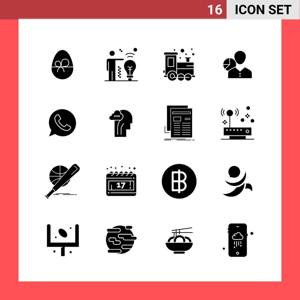 16 Icon-Pack-Glyphensymbole im soliden Stil auf weißem Hintergrund, einfache Zeichen für die allgemeine Gestaltung vektor