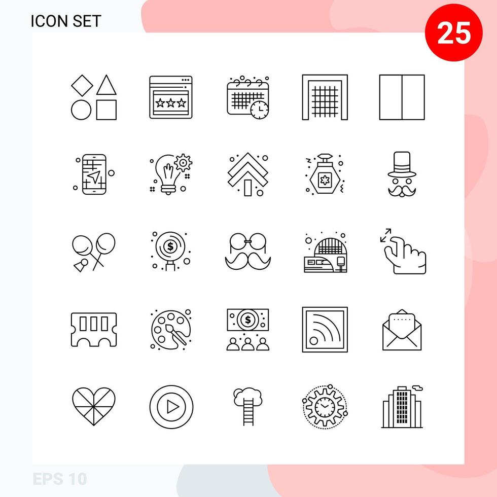 vektor packa av 25 ikoner i linje stil kreativ översikt packa isolerat på vit bakgrund för webb och mobil