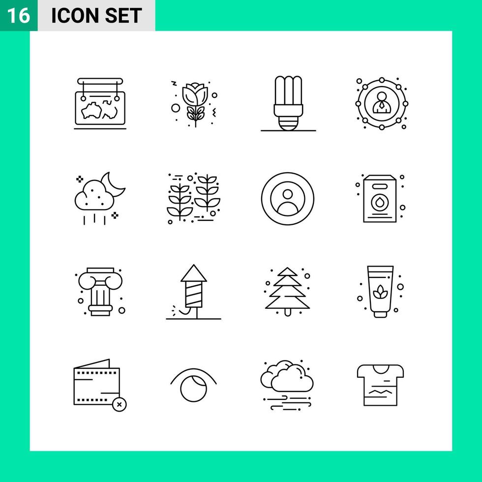 Packung mit 16 Symbolen für Linienstile Umrisssymbole für den Druck kreative Zeichen isoliert auf weißem Hintergrund 16 Symbolsatz vektor