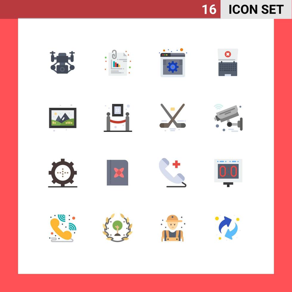 Stock-Vektor-Icon-Pack mit 16 Zeilenzeichen und Symbolen für Galerie-Technologie Internet-Computing-Web-editierbares Paket kreativer Vektordesign-Elemente vektor