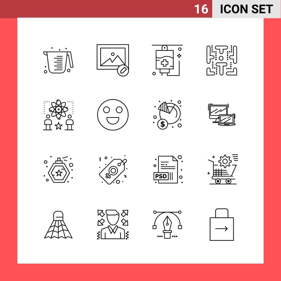 16 Icon Pack Line Style Umrisssymbole auf weißem Hintergrund einfache Zeichen für die allgemeine Gestaltung vektor