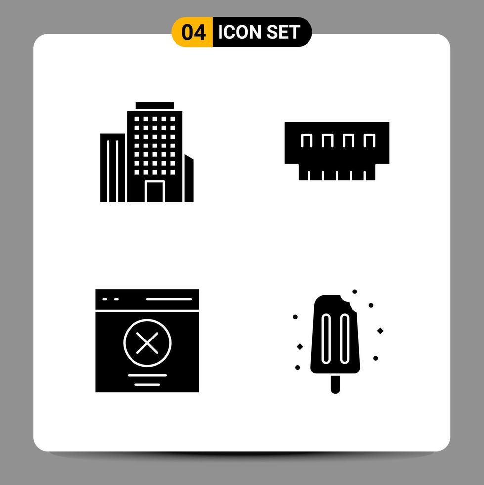 4 schwarze Icon-Pack-Glyphen-Symbole Zeichen für ansprechende Designs auf weißem Hintergrund 4 Icons gesetzt vektor