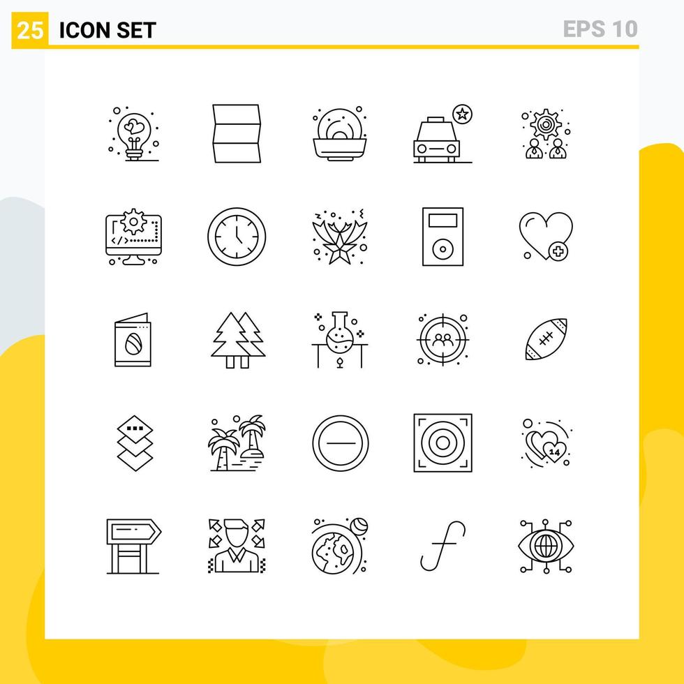 piktogram uppsättning av 25 enkel rader av dator strategi mat förvaltning stjärna redigerbar vektor design element