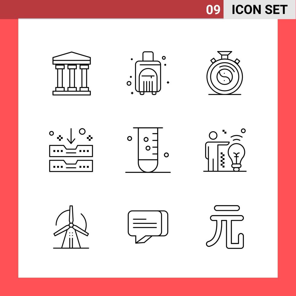 9 Icon Pack Line Style Umrisssymbole auf weißem Hintergrund einfache Zeichen für die allgemeine Gestaltung vektor