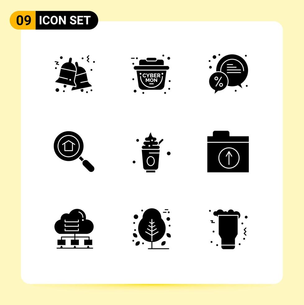 satz von 9 modernen ui symbolen symbole zeichen für süße lebensmittel chat suche haus editierbare vektordesignelemente vektor
