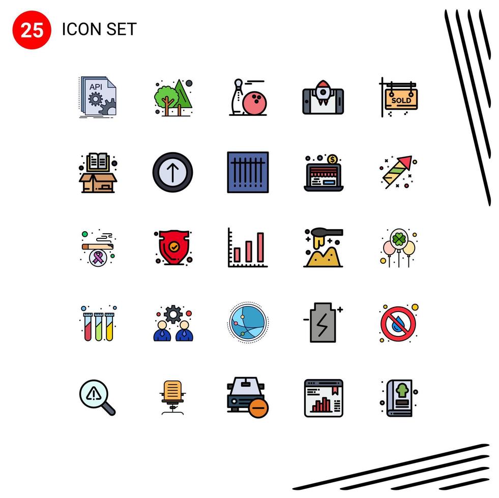uppsättning av 25 modern ui ikoner symboler tecken för Start mobil grön app spela redigerbar vektor design element