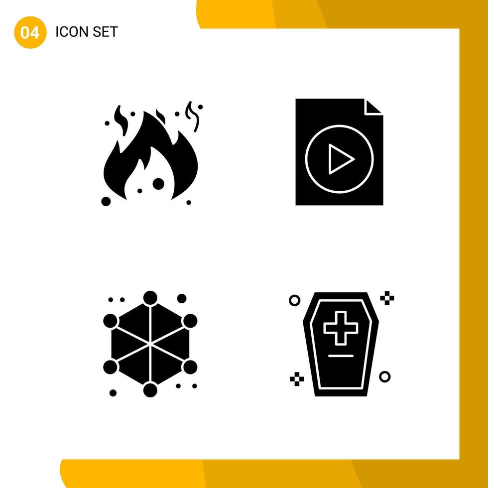 4 Icon Set Solid Style Icon Pack Glyphensymbole isoliert auf weißem Hintergrund für responsives Website-Design vektor
