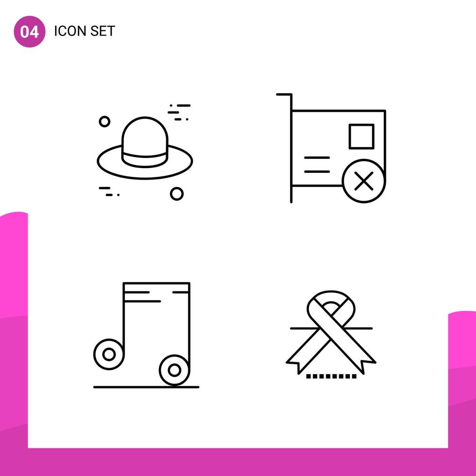 Outline Icon Set Packung mit 4 Zeilensymbolen isoliert auf weißem Hintergrund für reaktionsschnelles Website-Design, Druck- und mobile Anwendungen vektor