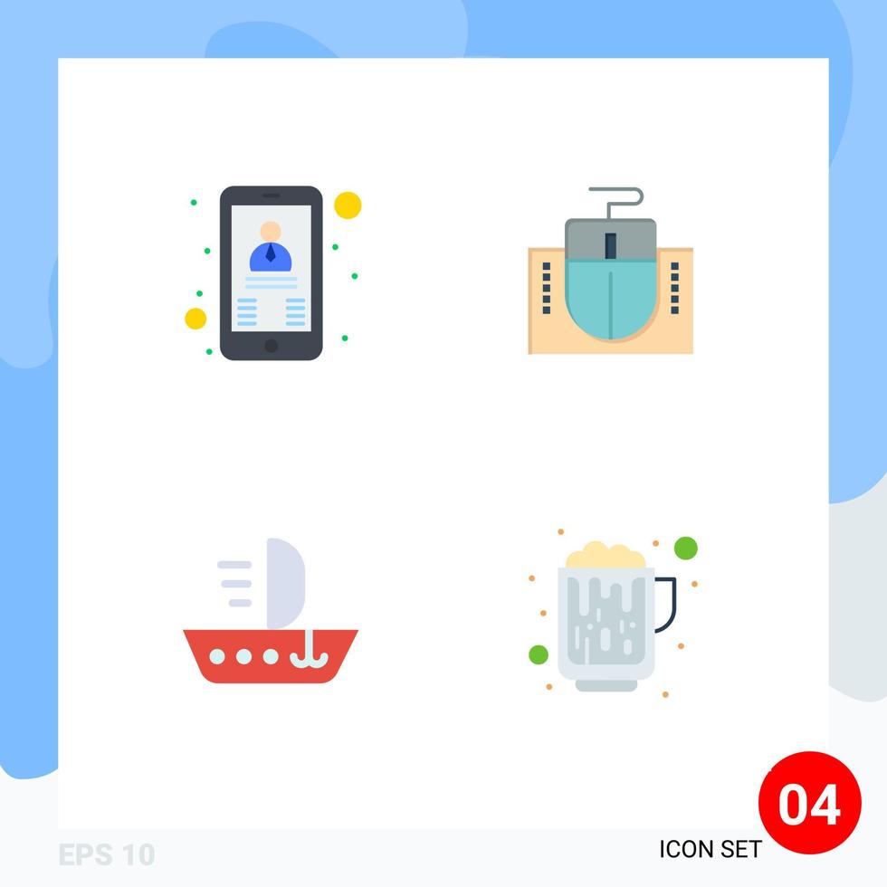 4 universell platt ikoner uppsättning för webb och mobil tillämpningar Kontakt fartyg chef hårdvara fartyg redigerbar vektor design element