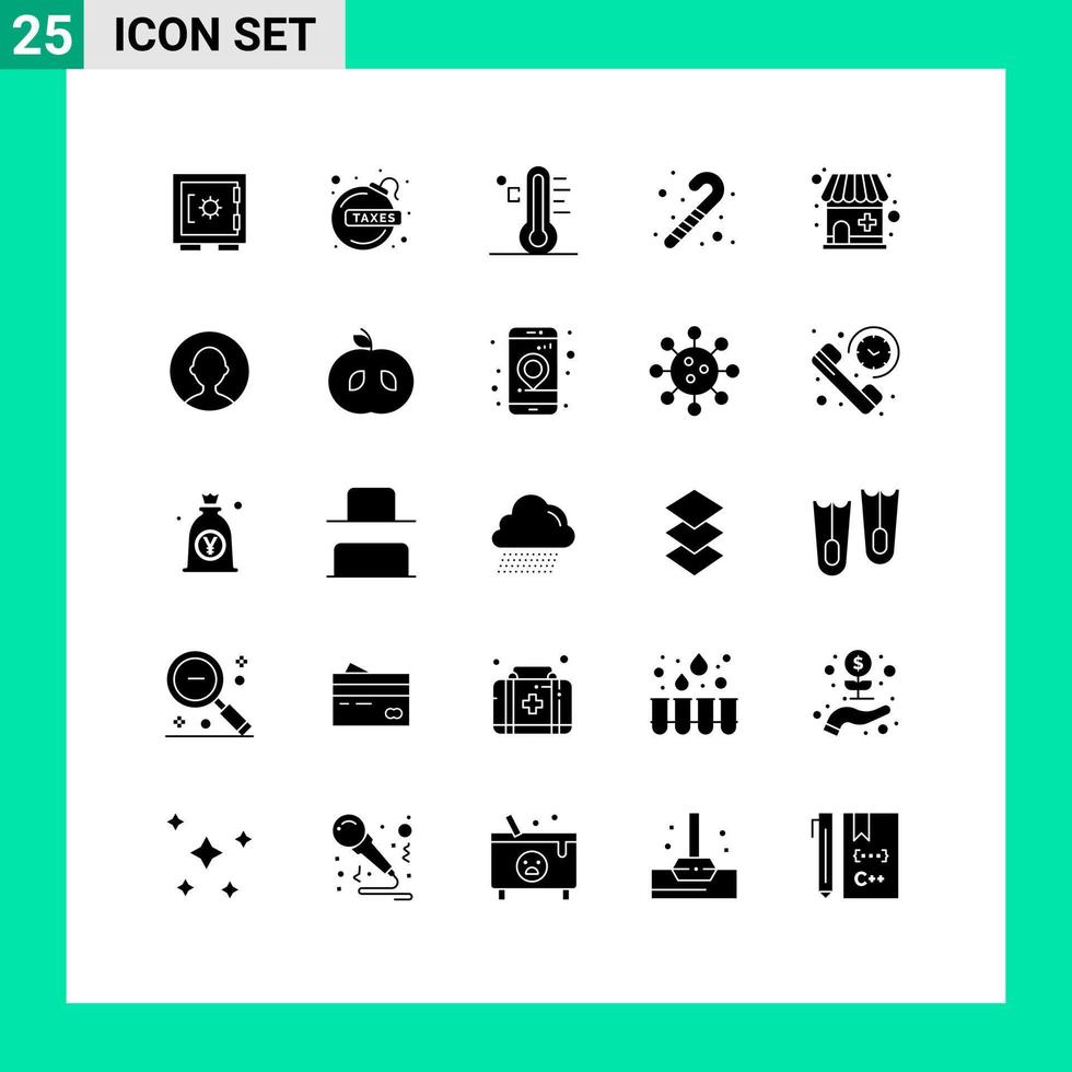 användare gränssnitt packa av 25 grundläggande fast glyfer av medicinsk Lagra bebis moln leksak temperatur redigerbar vektor design element