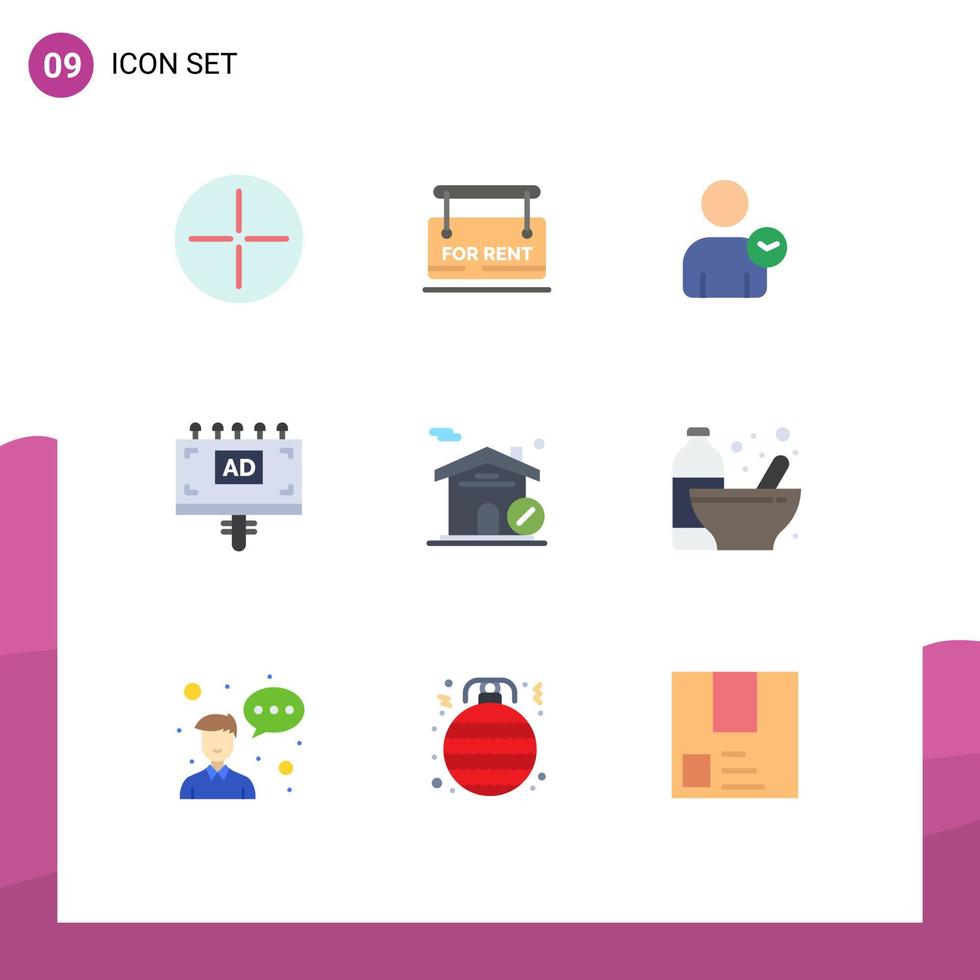 uppsättning av 9 modern ui ikoner symboler tecken för verklig egendom byggnad användare skylt reklam redigerbar vektor design element