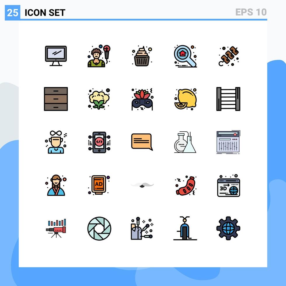 uppsättning av 25 modern ui ikoner symboler tecken för högtider utforska bebis Sök lägenhet redigerbar vektor design element