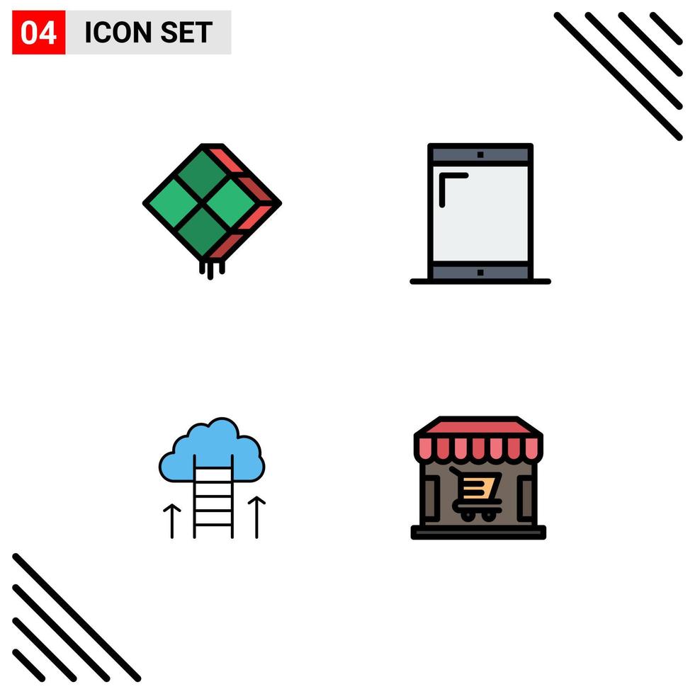 Stock Vector Icon Pack mit 4 Zeilenzeichen und Symbolen für die Dekoration Karriere Ramadhan Geräte Erfolg editierbare Vektordesign-Elemente