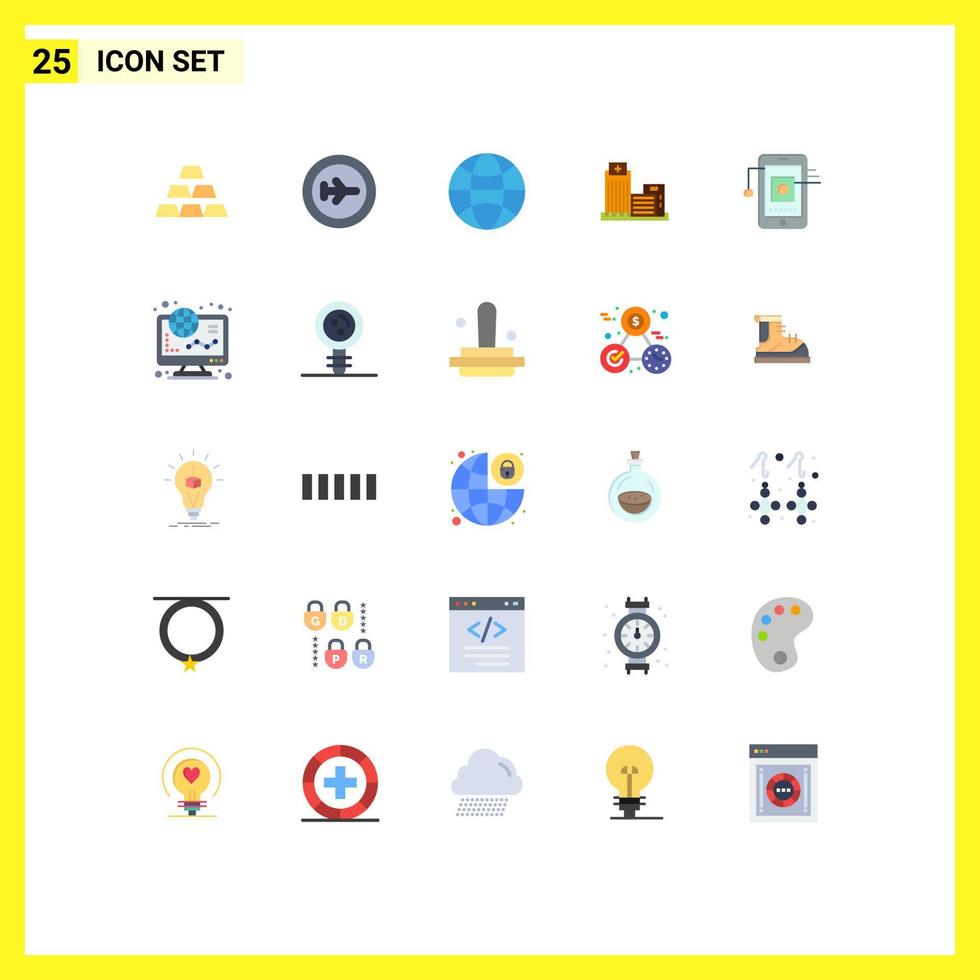 Stock Vector Icon Pack mit 25 Zeilen Zeichen und Symbolen für bearbeitbare Vektordesign-Elemente für Zelle Büro Globus Wohnung Immobilien