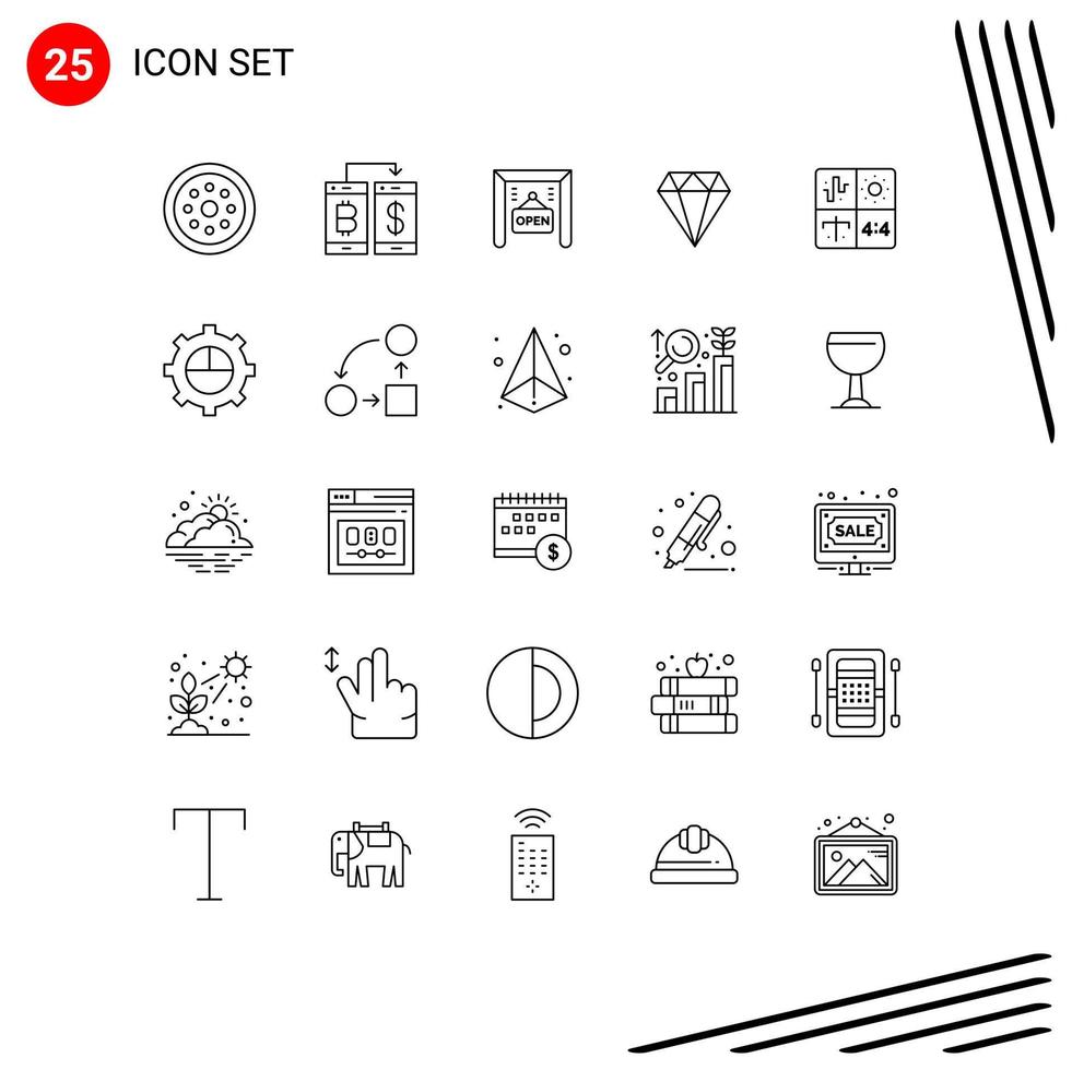 universell ikon symboler grupp av 25 modern rader av audio Smycken transektion juvel affär redigerbar vektor design element
