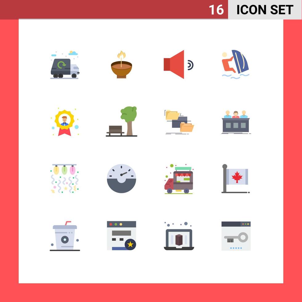 uppsättning av 16 modern ui ikoner symboler tecken för vind surfing festival surfare högtalare redigerbar packa av kreativ vektor design element