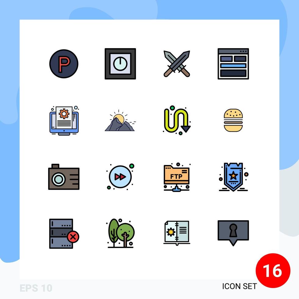 användare gränssnitt packa av 16 grundläggande platt Färg fylld rader av fil info svärd form Kontakt redigerbar kreativ vektor design element