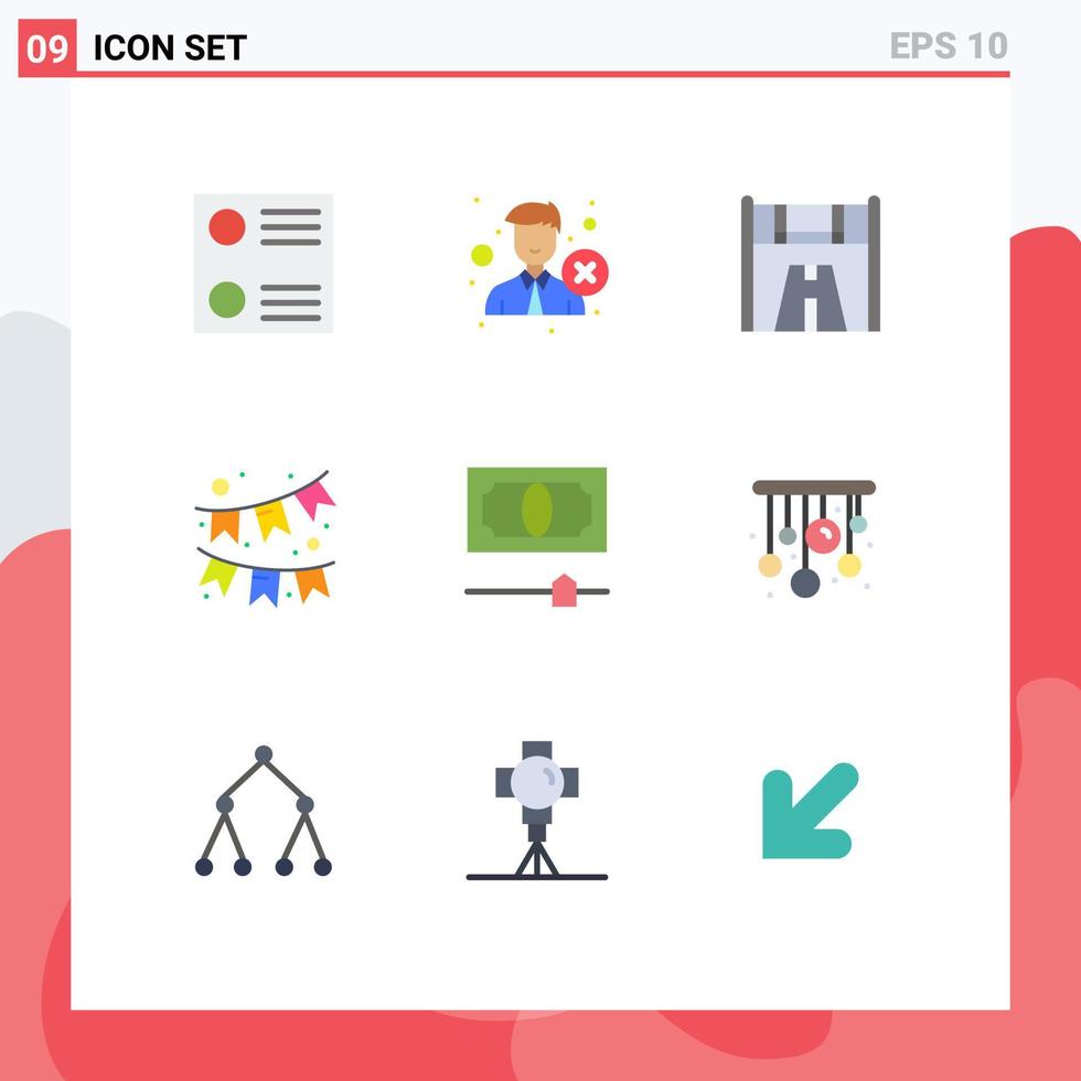 grupp av 9 platt färger tecken och symboler för Hem kreditera Start kontanter krans redigerbar vektor design element