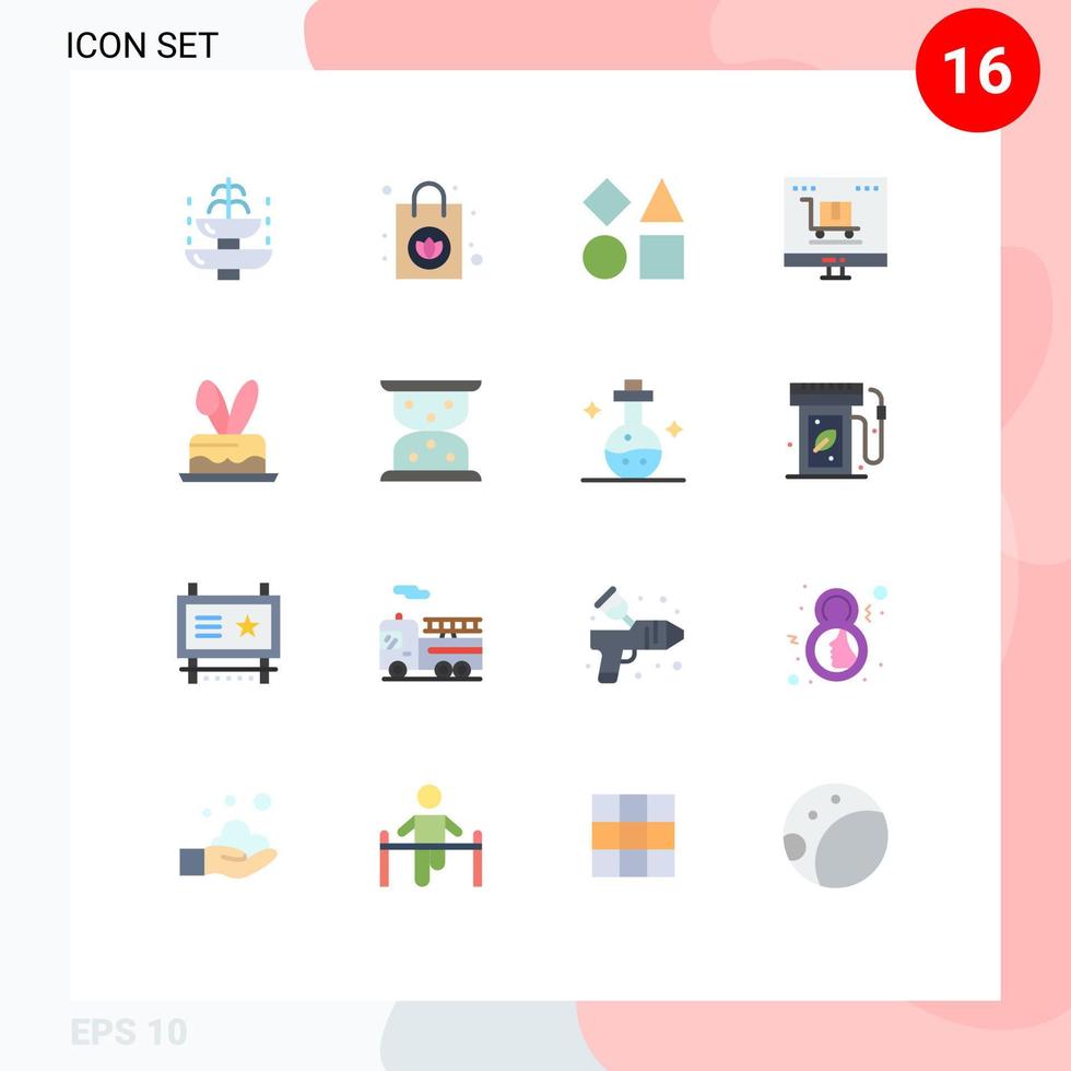 platt Färg packa av 16 universell symboler av cack marknadsföring tegelstenar digital marknadsföring reklam redigerbar packa av kreativ vektor design element