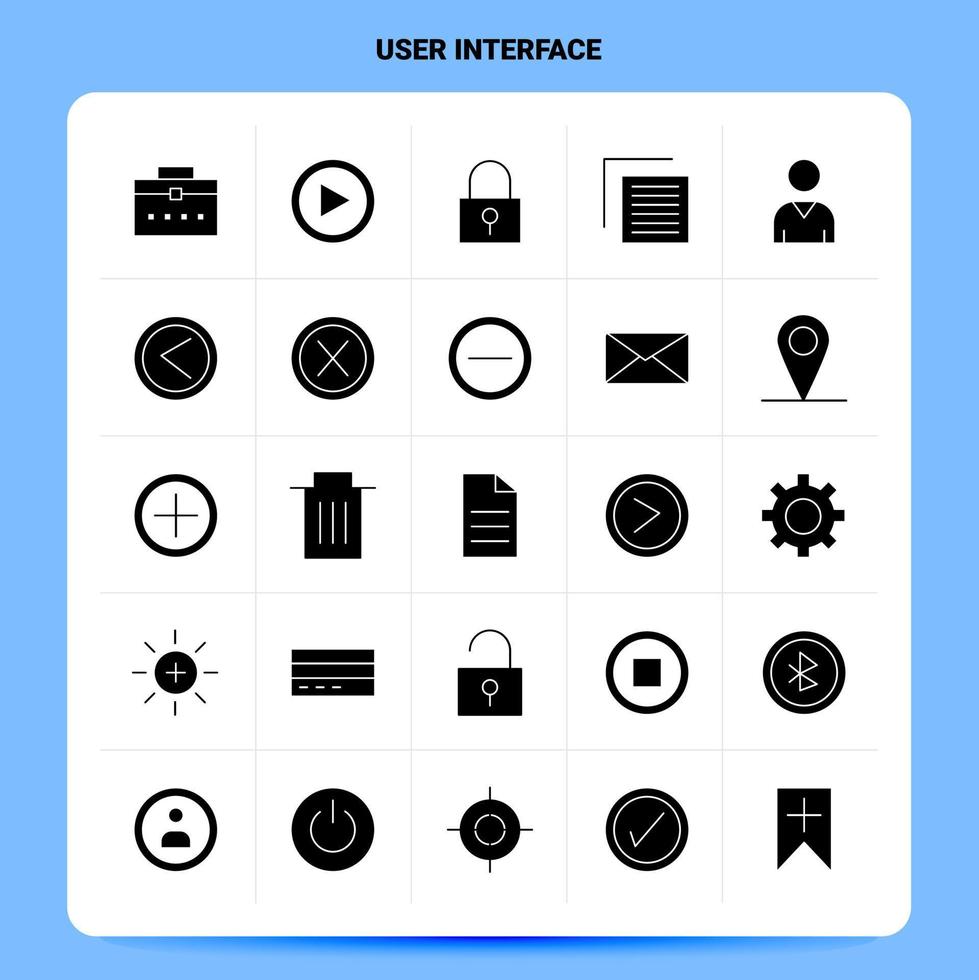 solide 25 Benutzeroberfläche Icon Set Vektor Glyphe Stil Design schwarze Icons Set Web und mobile Geschäftsideen Design Vektor Illustration