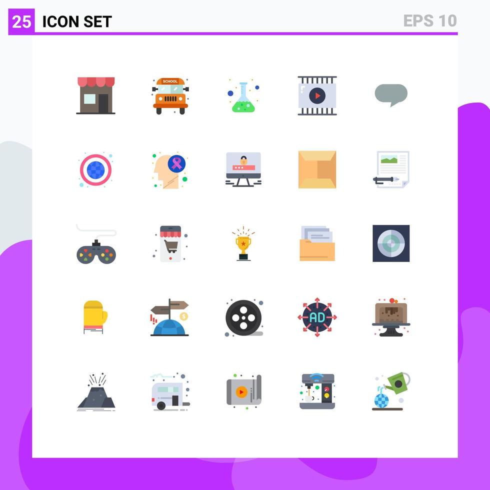 Stock-Vektor-Icon-Pack mit 25 Zeilenzeichen und Symbolen für Chat-Video-Design-Flaschen-Video-App-Filmbearbeitung editierbare Vektor-Design-Elemente vektor