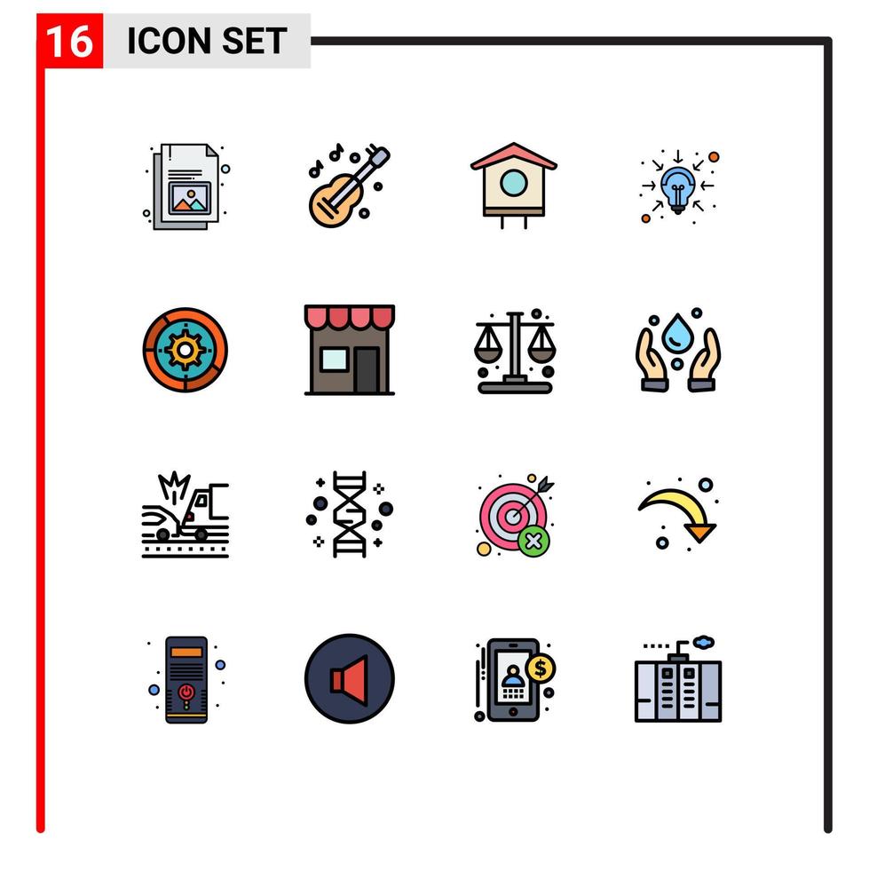 uppsättning av 16 modern ui ikoner symboler tecken för inställningar lösningar hus intelligens företag redigerbar kreativ vektor design element