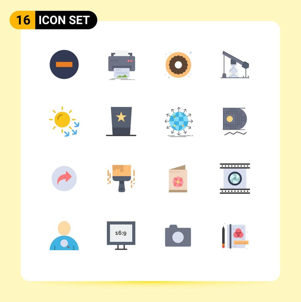 Piktogramm-Set aus 16 einfachen flachen Farben der Gasindustrie Hardware-Konstruktion Lebensmittel editierbares Paket kreativer Vektordesign-Elemente vektor